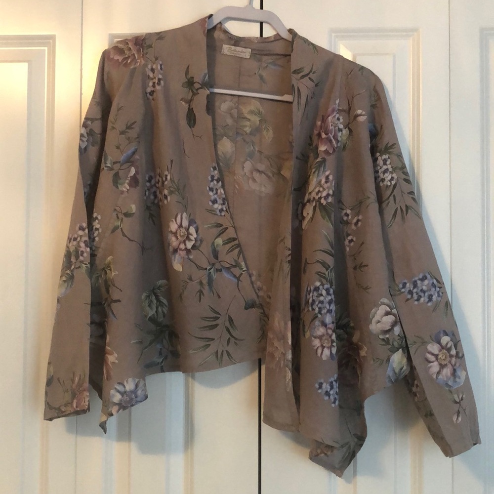 Floral taupe Linen jacket - Made in Italy 💐